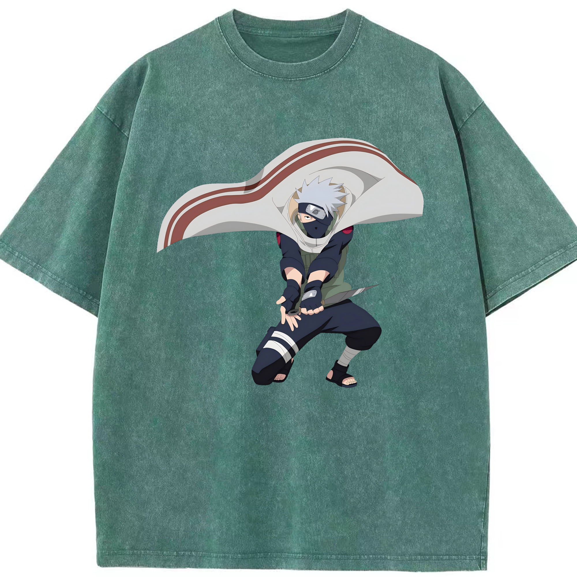 （画像用） NARUTO -ナルト- はたけ カカシ Hatake Kakashi 綿100% ヴィンテージ風 半袖Tシャツ（フロントプリント）